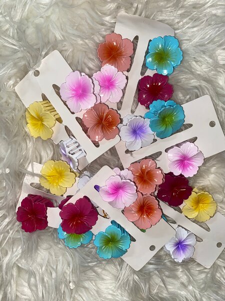 Clips à Cheveux Fleurs Colorées