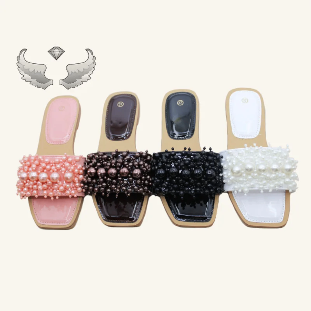 Mules femme en perles et strass