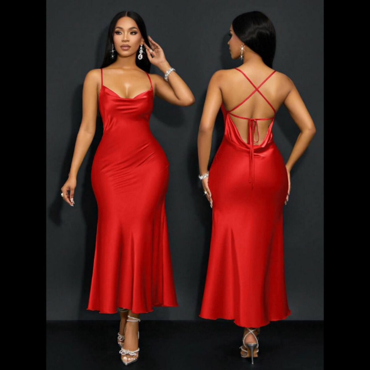 Robe satin élégante soirée