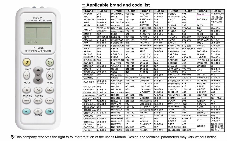 Télécommande de climatiseur un