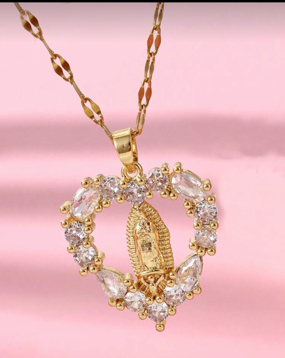 Collier Vierge Marie en Zircon