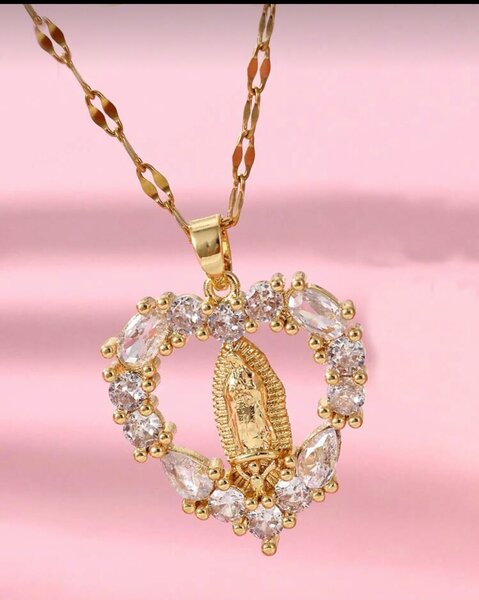 Collier Vierge Marie en Zircon