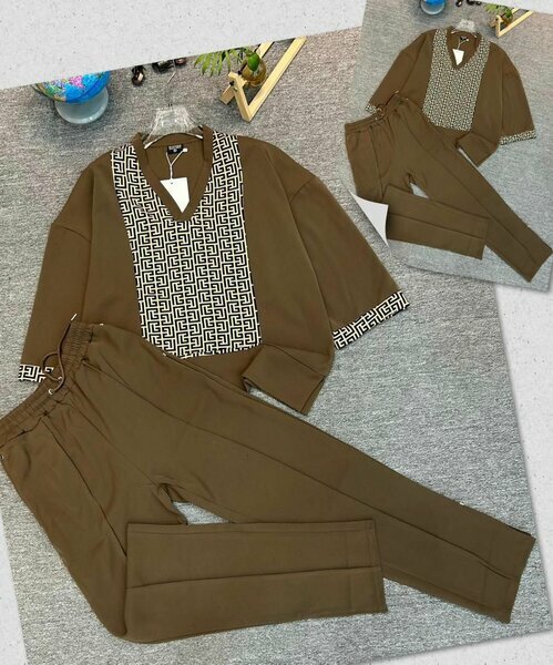 Ensemble “Bazzin” marron motif