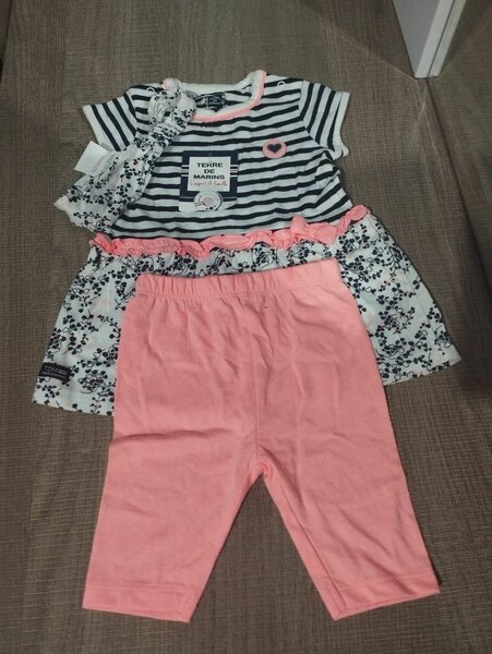 Ensemble bébé floral rayures9M