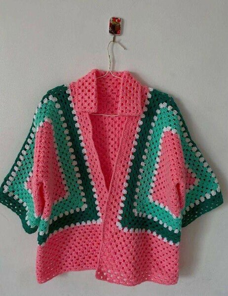 Gilet crochet coloré femme