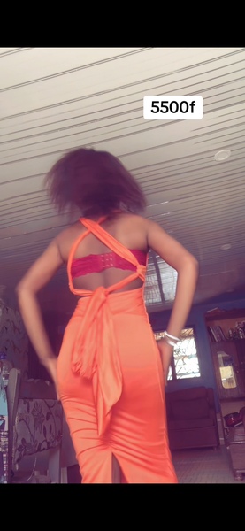 Robe Orange Élégante Femme