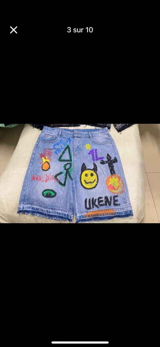 Shorts en jean graffiti