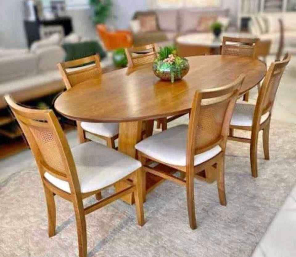 Table à manger ovale bois 6 chaises