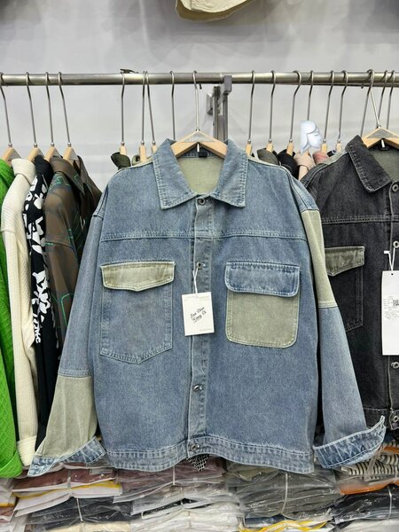 Veste en jean patchwork pour hommes