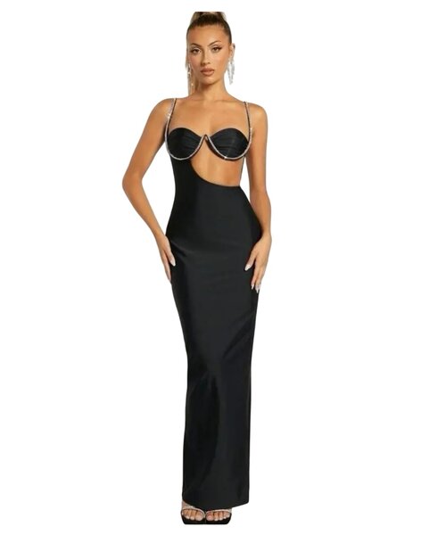 Robe Noire Strass Élégante