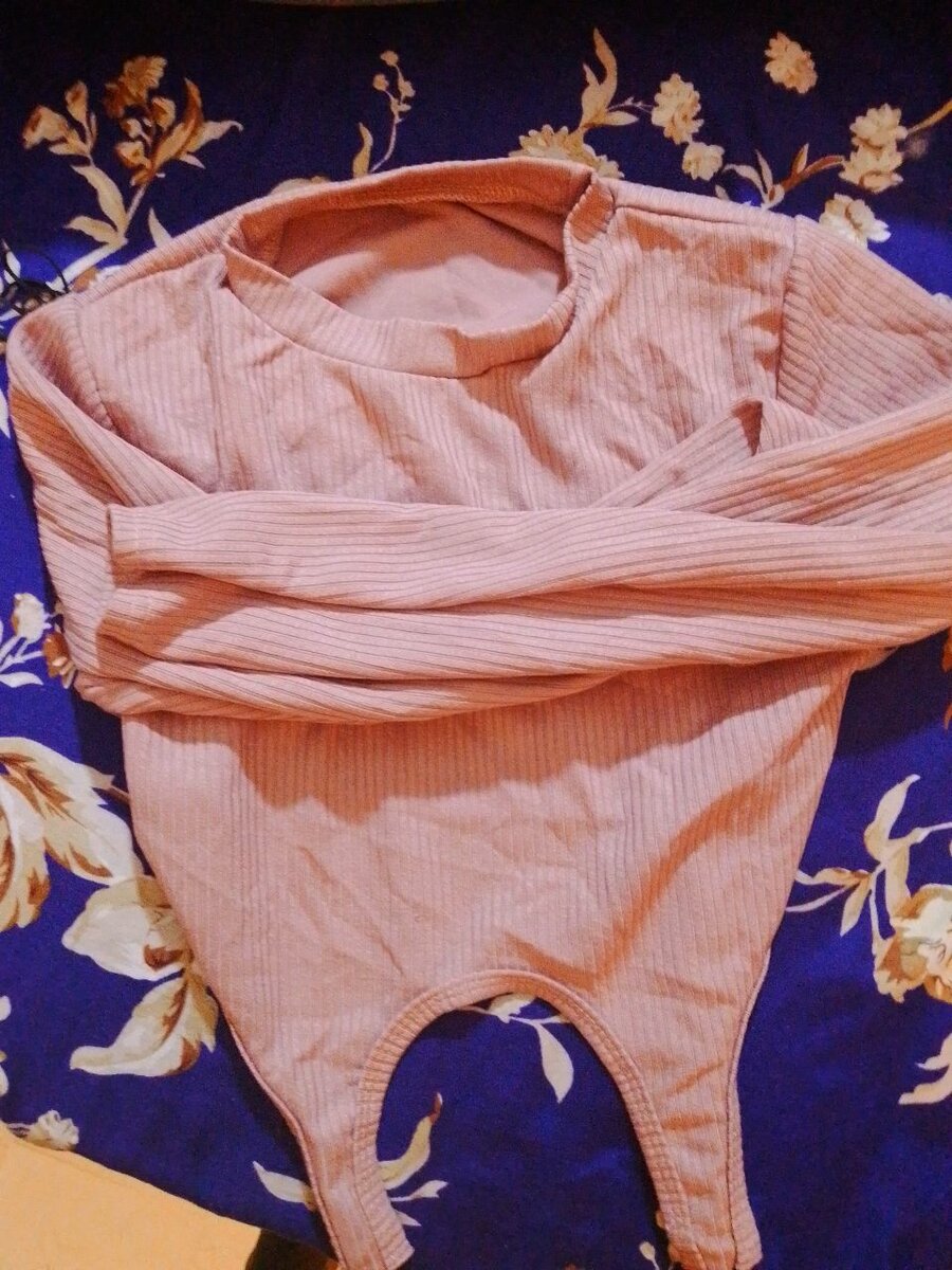 Body manches longues côtelé rose