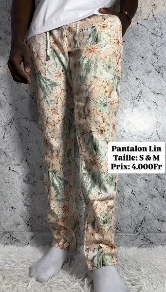 Pantalon Lin Floral Été Homme