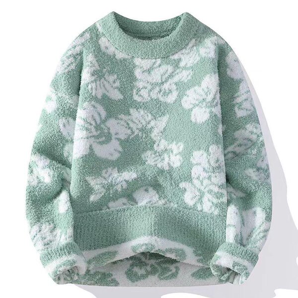 Pull en laine à motif floral