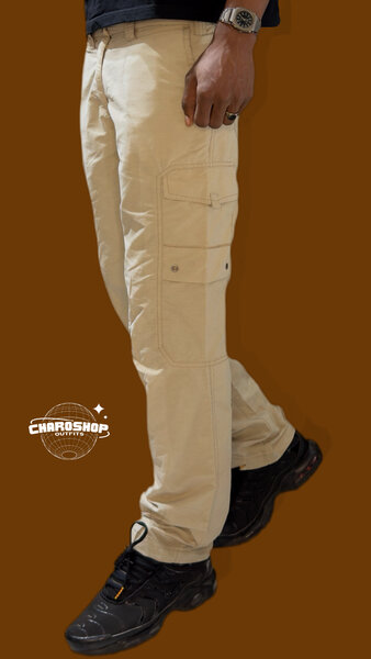 Pantalon cargo beige homme