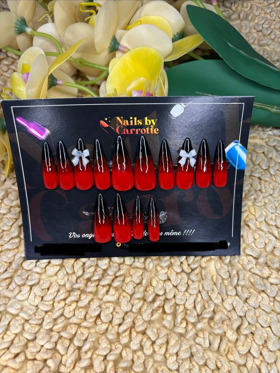 Ongles Press-Ons Rouge Noir