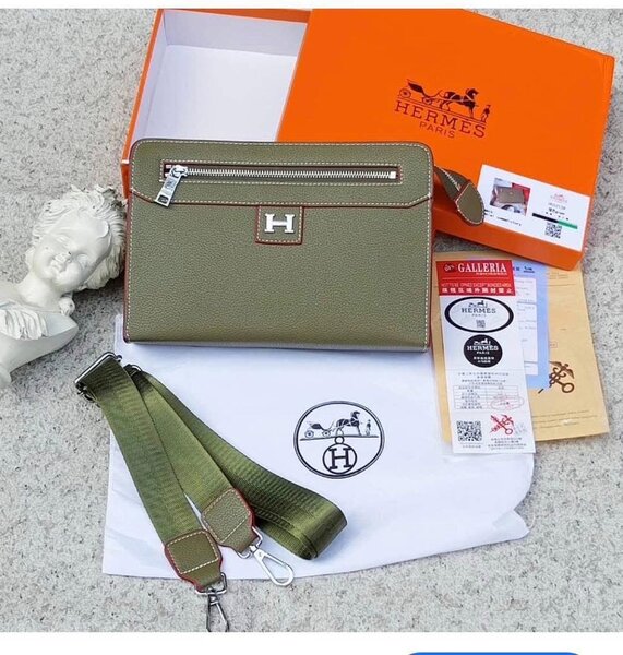 Hermes Green Leather Crossbody Bag