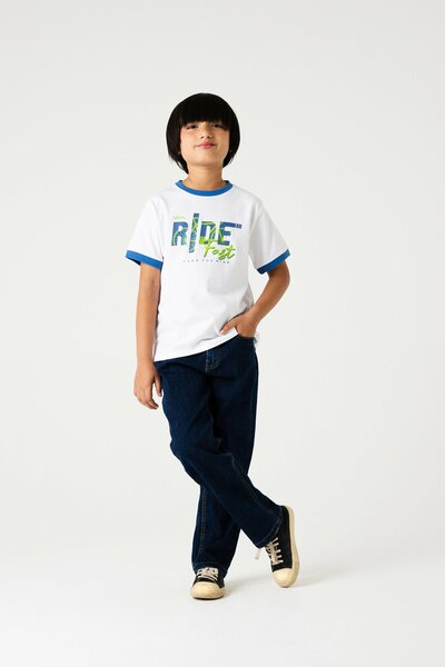 Boys White Ride Fast Tee