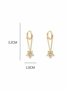 Shein - 1pair Delicate, Fashionable, Sweet, Simple Flower Shaped Chain Earrings