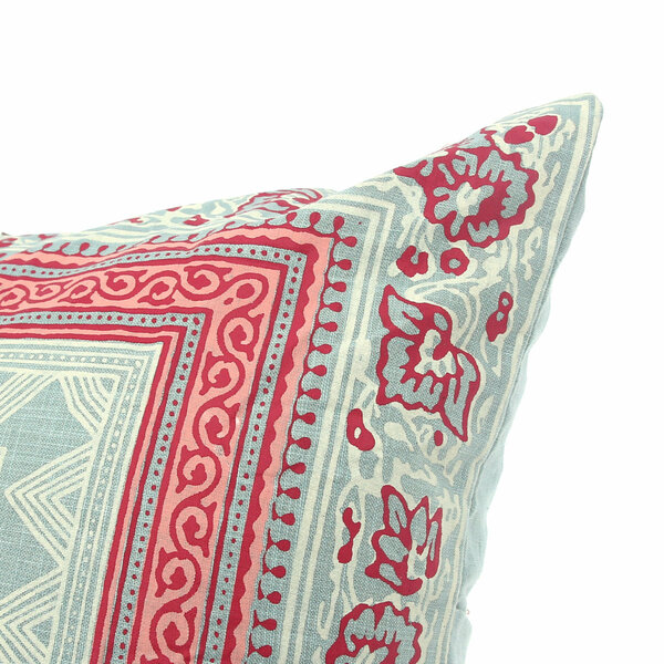 Noor Jaal Cotton Cushion Cover – 18x18 Inch Square Vintage Block Print Throw Pillow
