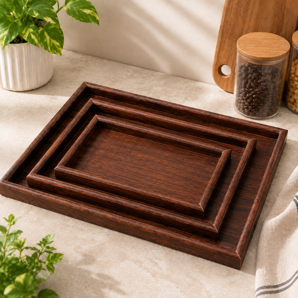 3-Piece Bamboo Tray Set