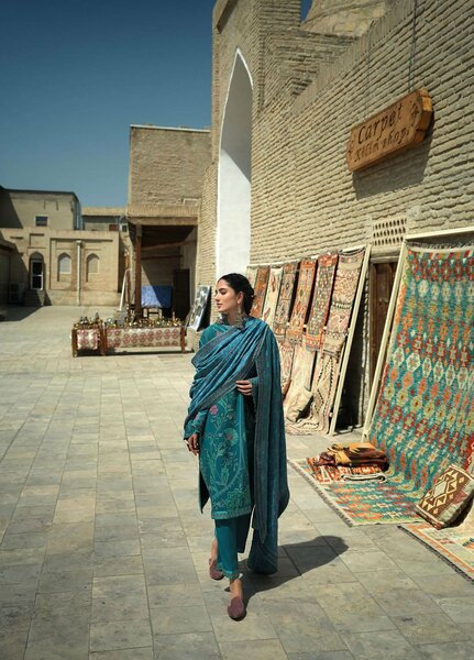 Beneath Bukhara by Mushq Unstitched Embroidered Corduroy 3 Piece Suit MU26UBBW Azure Courtyard HUNWI260109 - Winter Collection