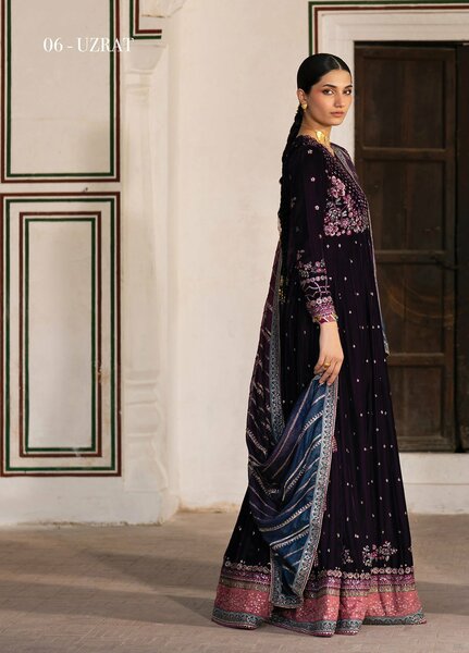 Mor by Xenia Formals Unstitched Embroidered Velvet 3 Piece Suit XE26UMV 06 Uzrat - Festive Collection