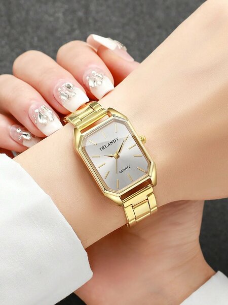 Shein - 1pc LUCKYFOX Minimalist Retro Steel Strap Small Square Calendar Watch