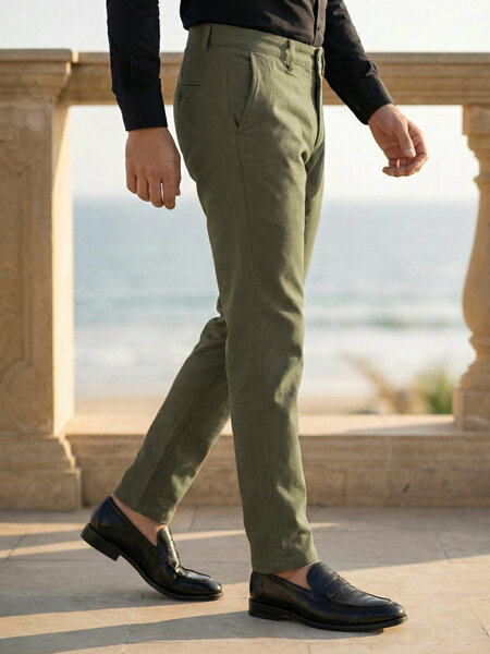 Dark Green Straight Fit Chino Pant-70