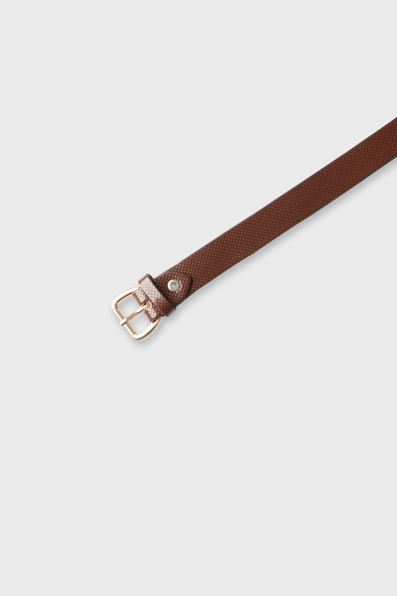 Boys Textured Brown Leather Belt