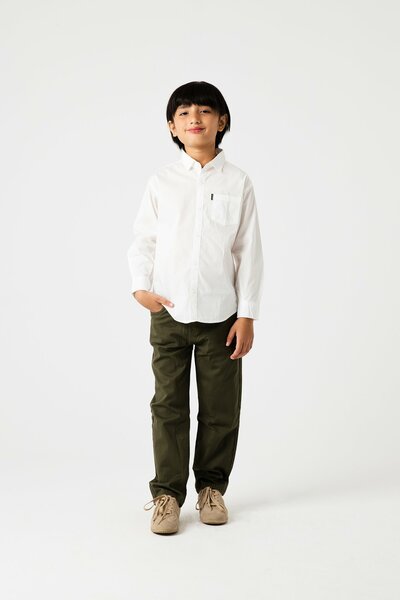 Boys Solid White Cotton Shirt