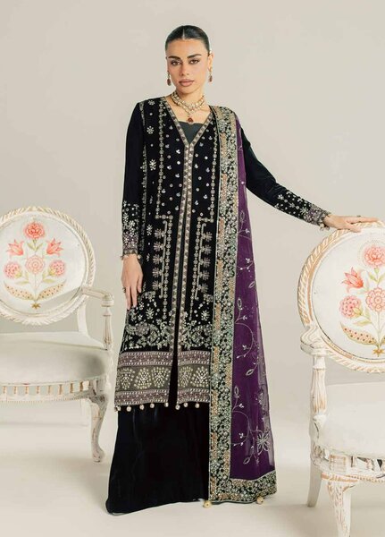 Maya by Nureh Unstitched Embroidered Velvet 3 Piece Suit NU26UMV NW-136 - Wedding Collection