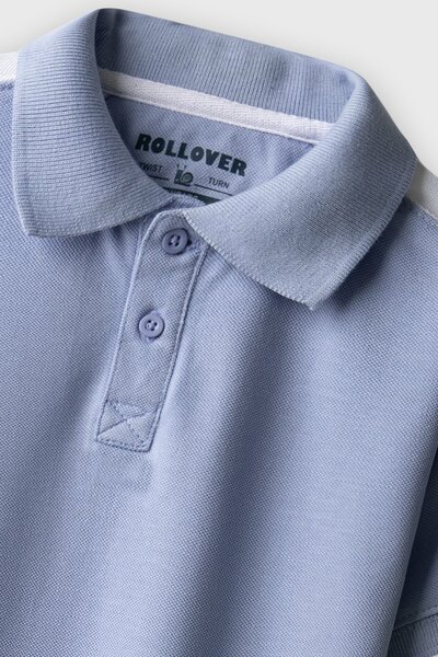Boys Indigo White Panel Polo Shirt