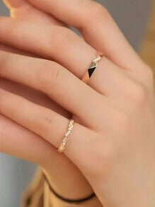 Shein - 1pc "The Love Is Deep But Time Is Short" Couple Rings, S925 Sterling Silver One Pair, Unique Triangle Rhinestone