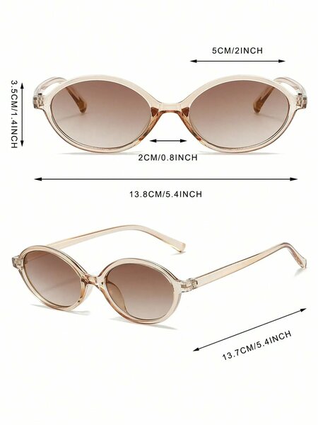 Shein - 1 Pair Women s Retro Oval PC Frame Fashion Glasses