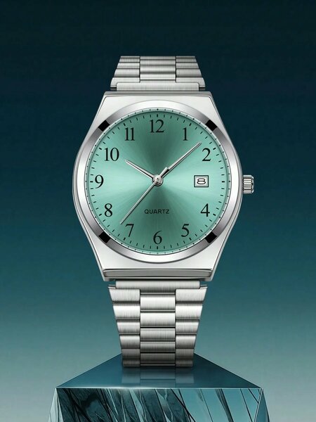 Shein - 1pc LUCKYFOX Quartz Watch, Minimalist Vintage Steel Strap Small Square Dial Calendar