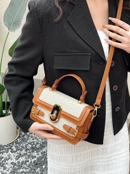 Shein - Fashionable Minimalist Casual Small Square Bag, Buckle Decor