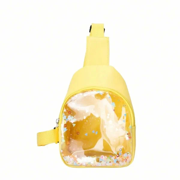 Shein - New Teenage Girls PU Leather Glitter Transparent Crossbody Bag