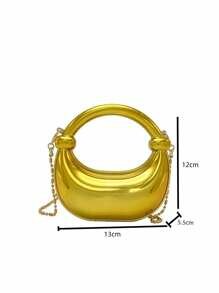 Shein - Cross Border Hot Selling Personalized Hot Girl Style Shiny Metal Moon Bag