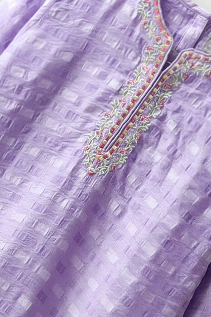 Lilac Embroidered Kurta Set - 2pc