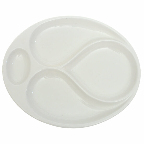 28×24 cm 4 Division Symphony Serving Plate – Elegant White Sectioned Plate