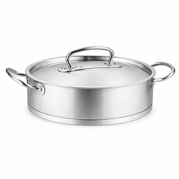 Proline Low Casserole 20x9 cm / 24x10 cm – Stainless Steel Cooking Pot with Lid