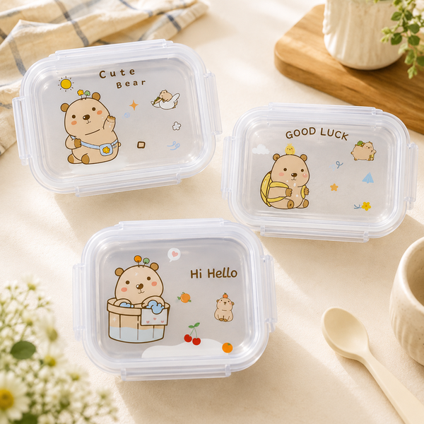 Assorted Design Stainless Steel Lunch Box with Spoon | Leakproof Food Storage Container for Office, School & Travel | Reusable Bento Lunch Box