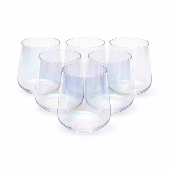 6Pcs Tumbler Set – 410ml Iridescent Stemless Drinking Glasses