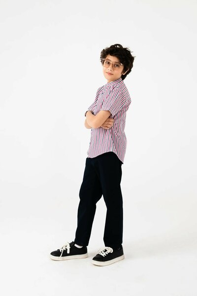 Bold Stripe Button-Up Cotton Shirt