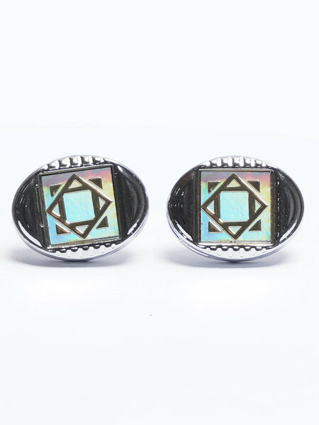 Silver Contrast Designer Cufflink (CUFFLINK-710)