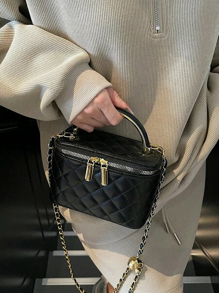 Shein - BEIKAMU 1pc Diamond Pattern Pattern Handheld Box - Shaped Bag