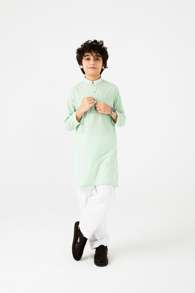 Boys Pistachio Green Cotton Kurta