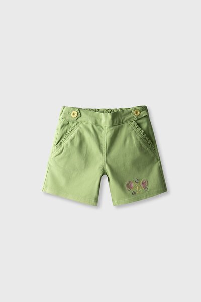 Girls Seaside Green Twill Shorts