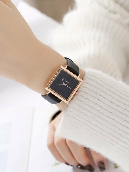 Shein - Square Pointer Quartz Watch