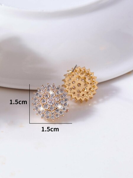 Shein - Cubic Zirconia Decor Stud Earrings